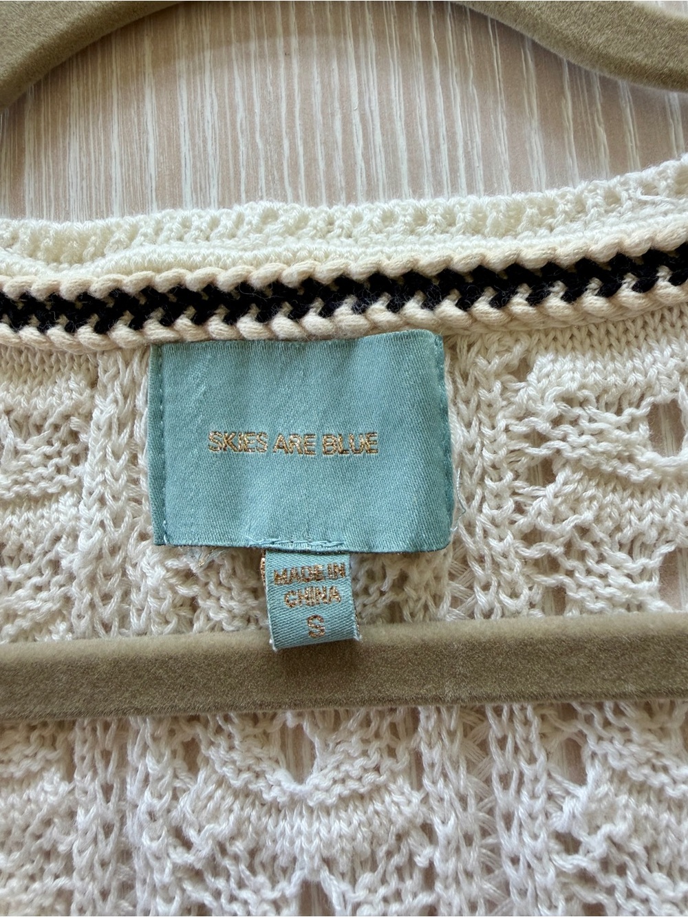Anthropologie Skies Are Blue Women’s Cream Open-Knit Sweater - Picture 5 of 8